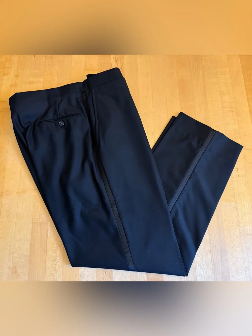 NEW* Hart Schaffner Marx Tuxedo 44R Blazer 37/29 Pants Black Satin Stripe Suit